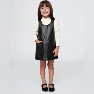 GAP 2T Faux Leather Dress w/ Cream Shirt: LIKE NEW!